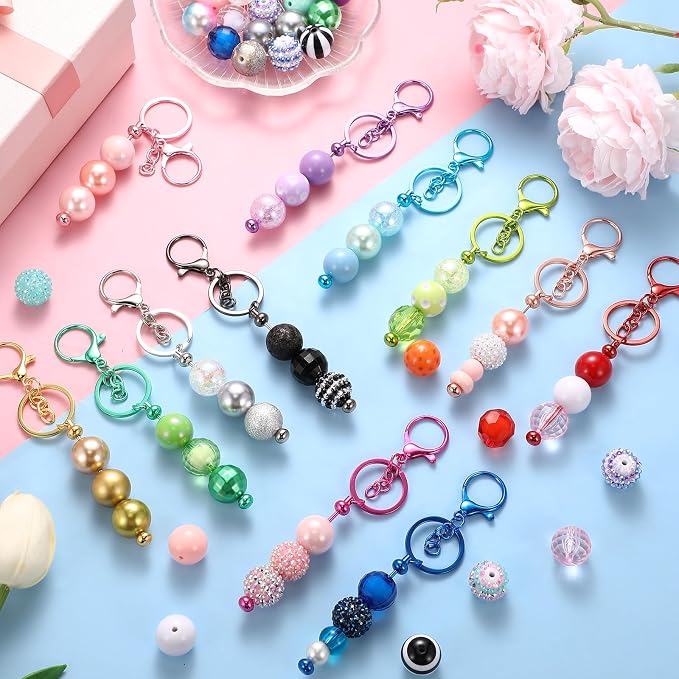 Tondiamo 12 Pcs Beadable Keychains Bars Bulk Blank Beaded Metal Keychain - Image 6