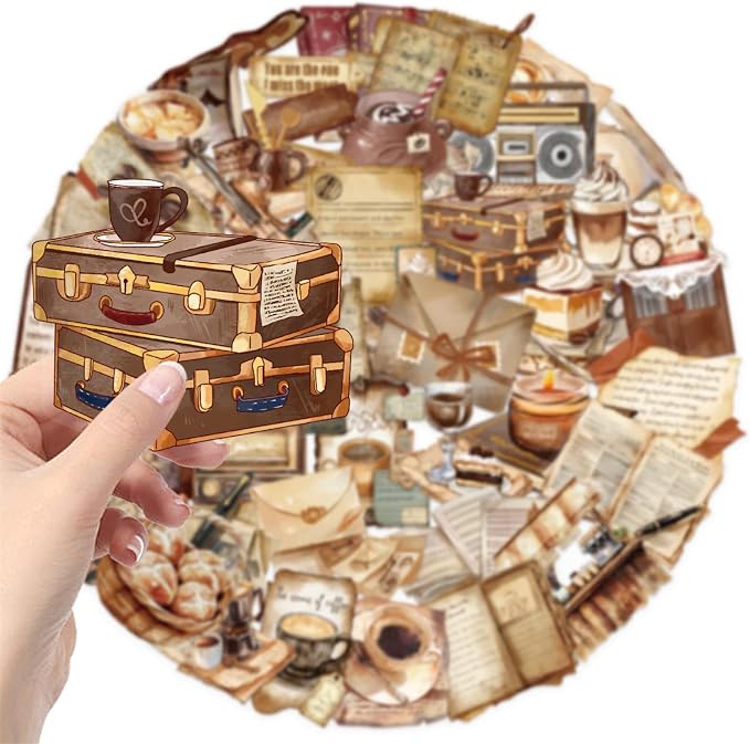 50 PCS Retro Coffee Shop Stickers - Image 3