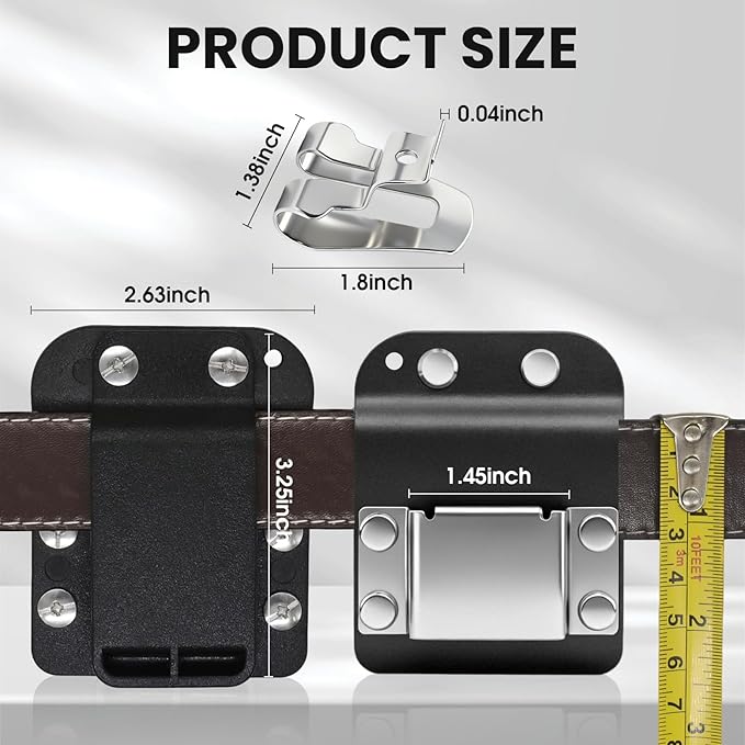 3 Pcs Drill Holder for Tool Belt + 3 Pcs Drill Clip, Tape Measure Holder with Metal Clip, 2 in Belt Hook Holster for Cordless Drill, Impact Driver, Measuring Tape, Tool Accessories