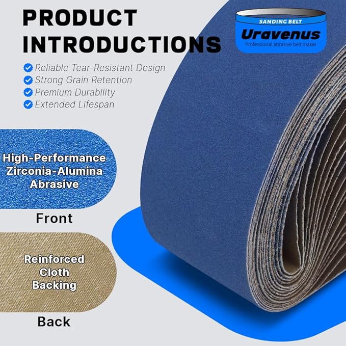 3 x 21 Inch Sanding Belts, 16 Pcs Assorted Grits (60/80/120/240), Zirconia Sanding Belts for Metal Polishing, Woodworking, Derusting