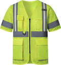 A-SAFETY High vis Reflective Mesh safety Vest ANSI Class 3,with Pockets and Zipper