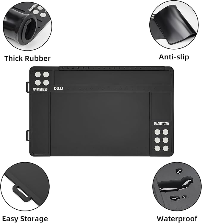Gun Cleaning Mat, Premium Magnetic Pad With Organizer Parts Tray, Anti-Slip Rubberized Pistol Mat, Protective Workbench Mat for Gun Cleaning (16.5"x 10.43")