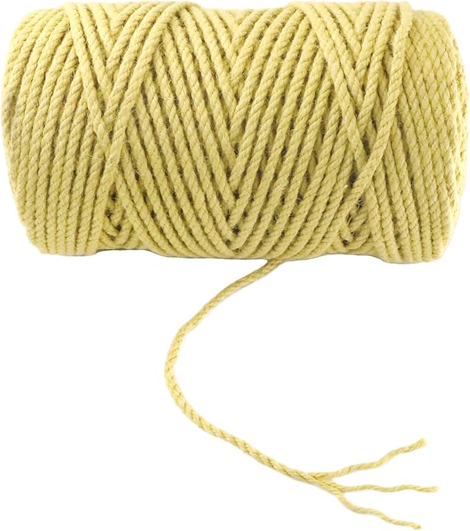 4mm x 200 Feet Yellow Jute Rope, Twine for Gardening Tomato Climbing Plant Tie Floristry Crafts Gift Wrapping Packing Decor