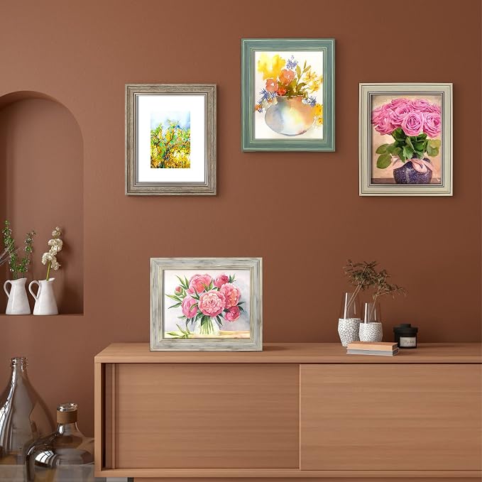 LUCKYLIFE 8x10 Picture Frame Set of 4, Rustic Farmhouse Picture Frames - Image 2