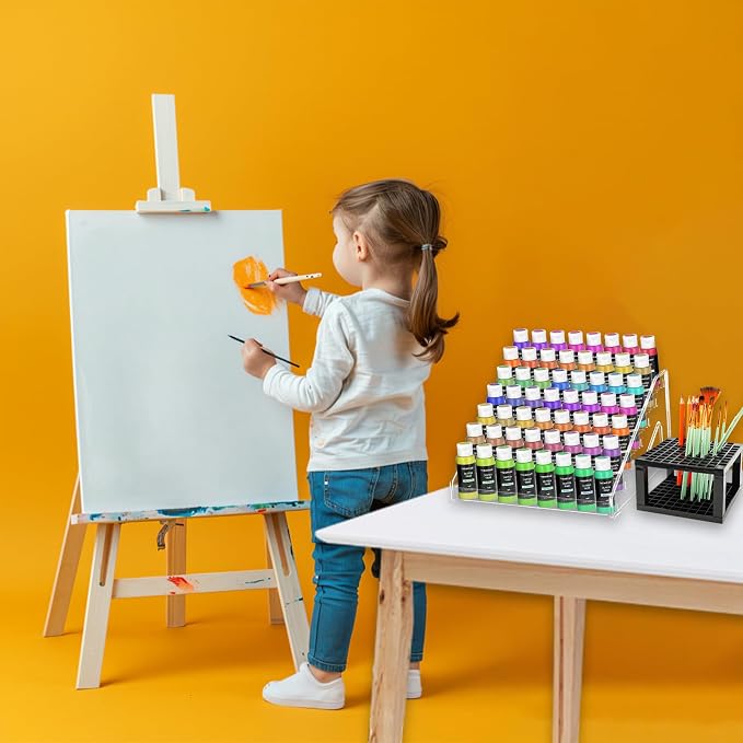 7-Layer Clear Acrylic Paint Holder Storage & Brush Organizer | Easy Assemble - Image 9