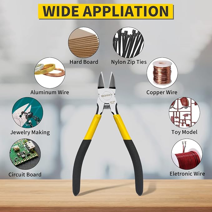 Wire Cutters, 6 Pack, BOOSDEN 6.5" Flush Cutters Spring Loaded Pliers Side - Image 4