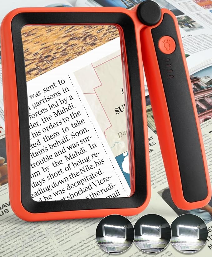 Magnifying Glass for Reading, Rechargeable 5X Large Page Magnifier by AKKYCVS