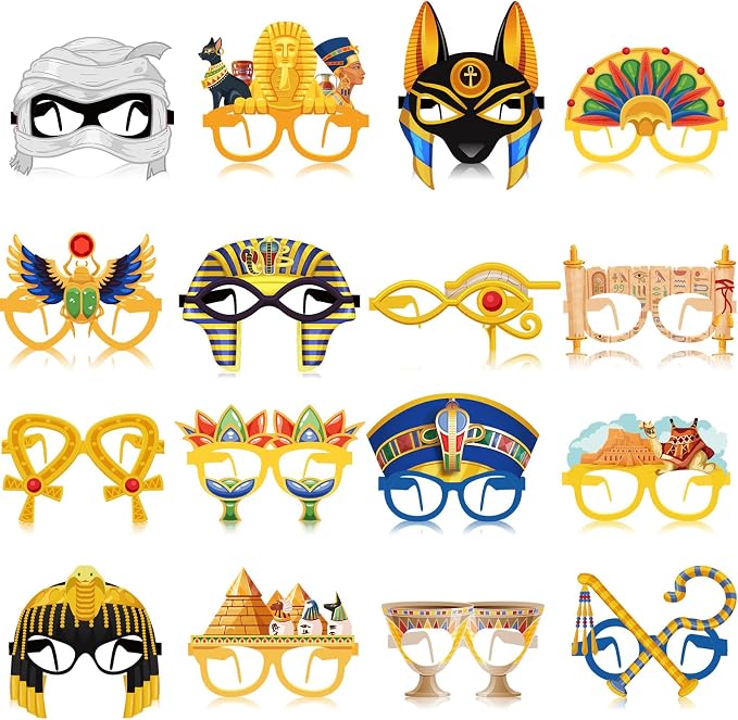 Pajean 32 Pcs Ancient Egyptian Decor Egypt Theme Eyeglasses Paper Glasses Frame by Pajean