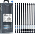toolant 6 Inch Long Phillips Bit#3 Magnetic Anti Slip Impact Screwdriver Bits Set,10pcs Insert S2 Steel PH3 Driver Dit Set with CNC Machined Tips for Power Drill