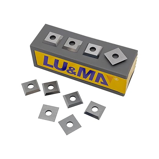 LU&MN 10.5mm Square Straight Tungsten Carbide Cutter Inserts 10.5×10.5×1.5mm-35° Designed for Spiral/Helical Planer Cutter Head Wood Turning Tools, 10pcs