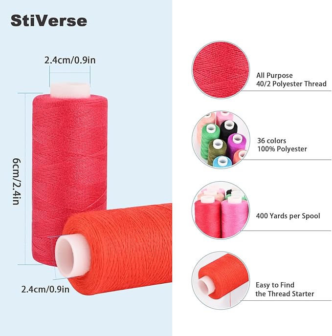 72 pcs Sewing Thread Kit, 36 Colors 400yd Polyester Thread - Image 3