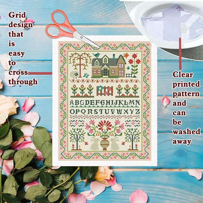FREEBLOSS 11CT Stamped Cross Stitch Kits Folk Art House Pattern Cross Stitch - Image 3