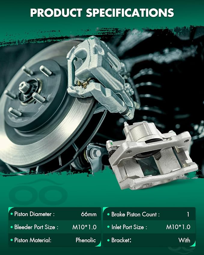 SCITOO 18B5484 Front Left Disc Brake Caliper Assembly w/Bracket For Chrysler,For Dodge,For Jeep,For Ram,For Volkswagen