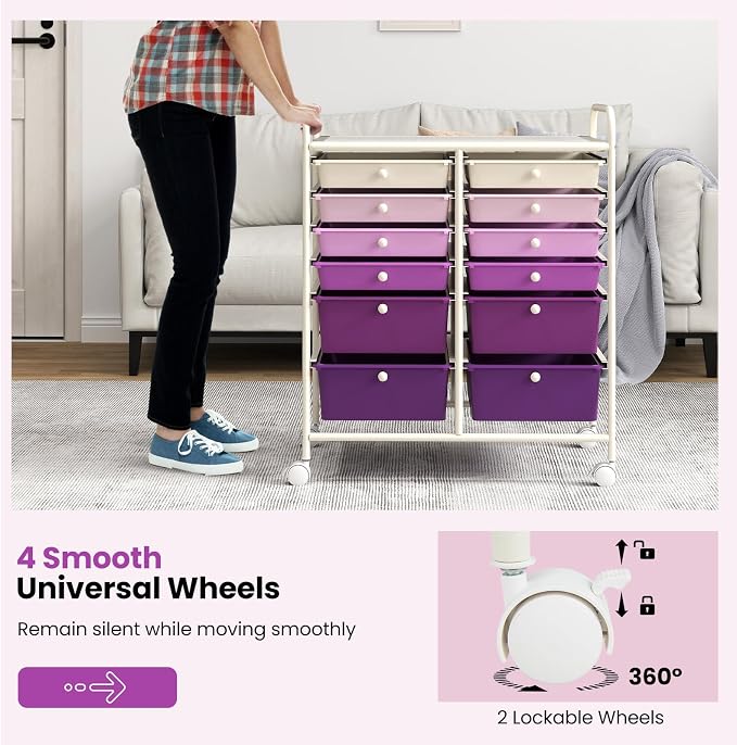 BECOMFORT 12-Drawer Rolling Cart - Image 4