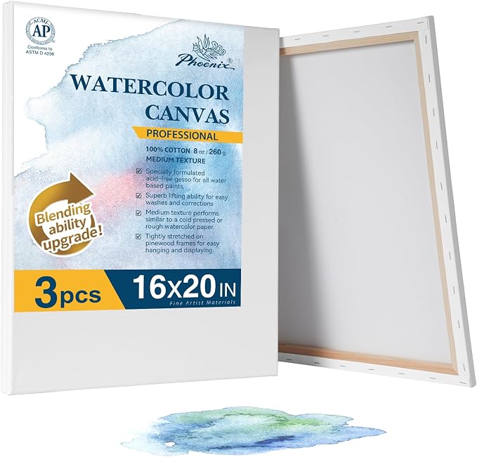 PHOENIX Professional Stretched Watercolor Canvas by PHOENIX