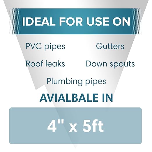 Polar TapeSeal Clear - 5" x 5 ft | Rubberised Waterproof Tape for Leaks & Cracks on Roofs, PVC Pipes, Downpipes, Plumbing & Gutters | All-Purpose Indoor & Outdoor Sealant Tape for Lasting Protection