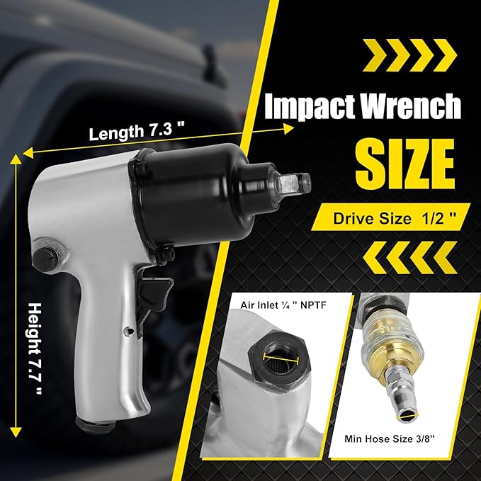 231C 1/2-inch-Drive Air Impact Wrench - 300 ft-lbs High Torque, Lightweight Industrial 231c Impact Tool (5 forward and reverse gears) for Automotive & Heavy Machinery - with Ergonomic Grip