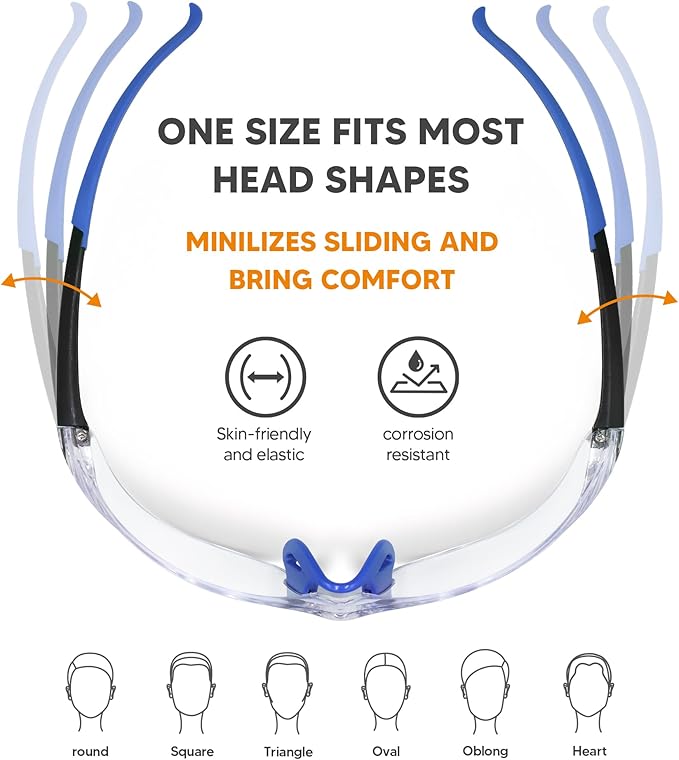 Clear Safety Glasses 12 Pack, Protective Eyewear UV Protection ANSI Z87.1, Safety Goggles Scratch & Impact Resistant, Eye Protection with Nose Pads for Men & Women Construction, Shooting, Lab Work