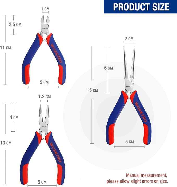WORKPRO Mini Pliers Set, 3-Piece Small Pliers Tool Kit | Includes 4” Diagonal - Image 3