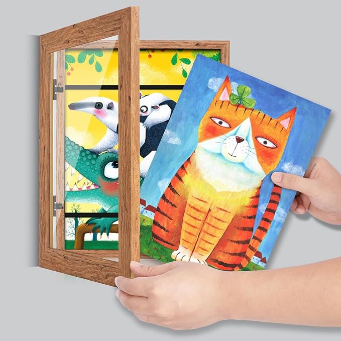 GULETHUN Kids Art Frames, 9x12 Front Opening Kids Artwork Frames Changeable - Image 4