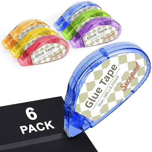 Secopad Scrapbook Tape, 6 Pack Double Sided Tape Roller by Secopad