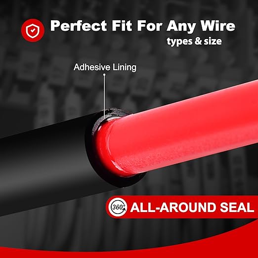 3/16" 65ft 3:1 Heat Shrink Tubing with Adhesive Lining - Marine Grade, Ideal for Home, Automotive, and Industrial Use - Red