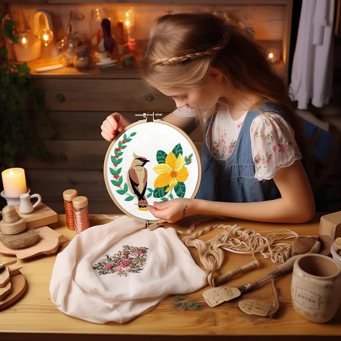 Bonroy 4 Sets Embroidery Set for Beginners, Art Craft, Easy Sewing, Includes - Image 5