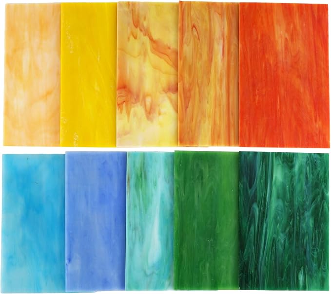 Lanyani Variety Stained Glass Sheets Pack, 4 x 6 inch Large Cathedral Glass - Image 2