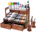 OPHIR Paint Rack for 60 Bottles and 32 Brushes, Wooden Acrylic Paint Organizer by OPHIR