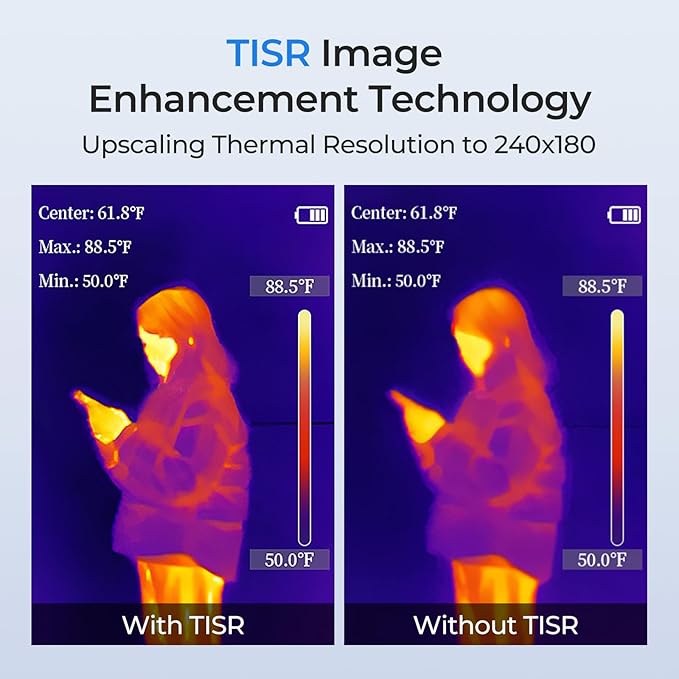 TOPDON TC004 Lite Thermal Imaging Camera, 160 x 120 IR Resolution 15-Hour Battery Life Handheld Infrared Thermal Imager with 1x / 2X / 4X Zoom Level, -4°F~1022°F Range, High and Low-Temperature Alarm