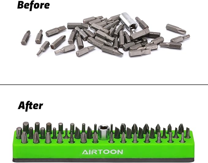 AIRTOON 3PCS 1/4" Magnetic Hex Bit Holder, 43 Holes Bit Storage with Strong Magnetic Base, Magnetic Screwdriver Bit Organizer, Red, Blue and Green