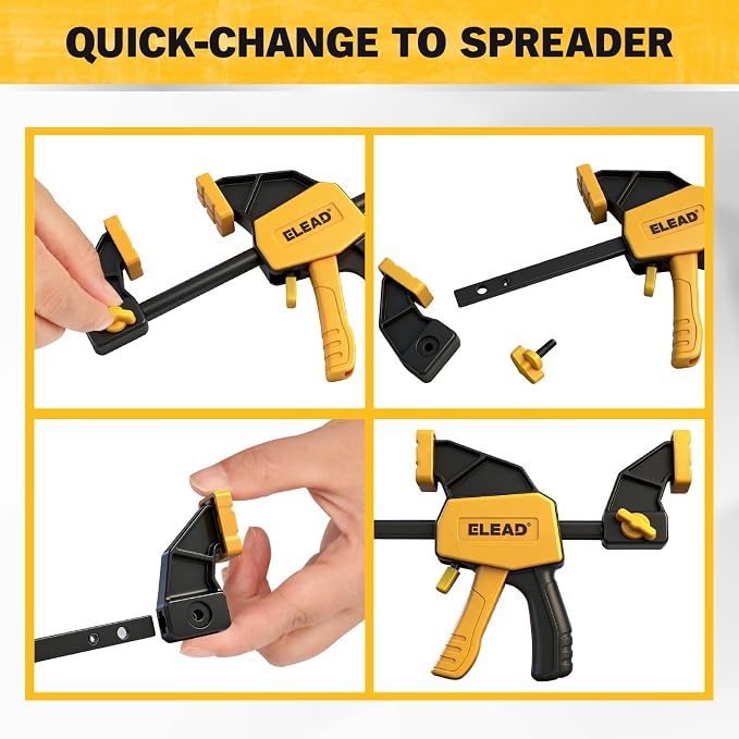 6" Mini Bar Clamps for Woodworking, 4-Piece One-Handed F Clamp/Spreader - Image 5