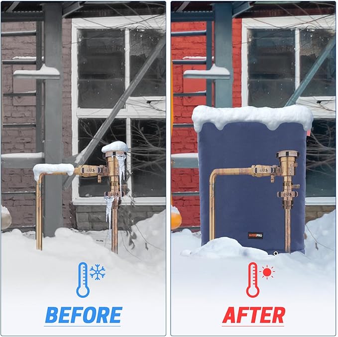 Backflow Preventer Insulation Cover-16”W x 20”H, 6 Layers Fabric Outdoor Pipe Insulation Cover with Aluminum Foil Layer Dupont Sorona Cotton, Backflow Cover for Winter Freeze Protection