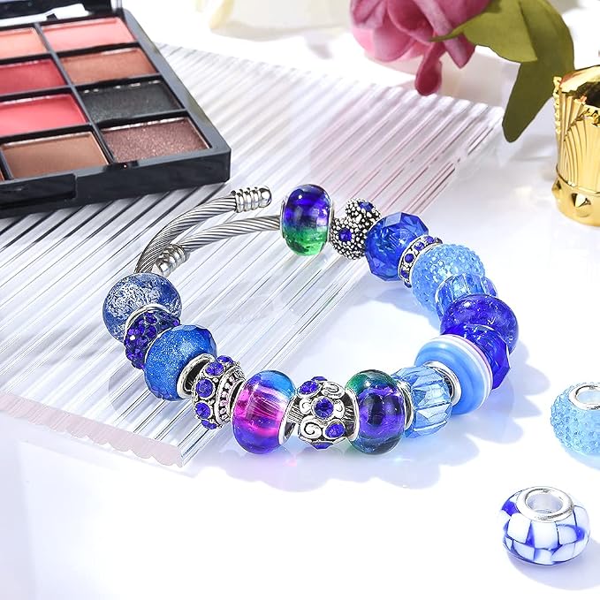 Aipridy European Large Hole Beads, Colorful Glass Charm Beads Set - Image 5
