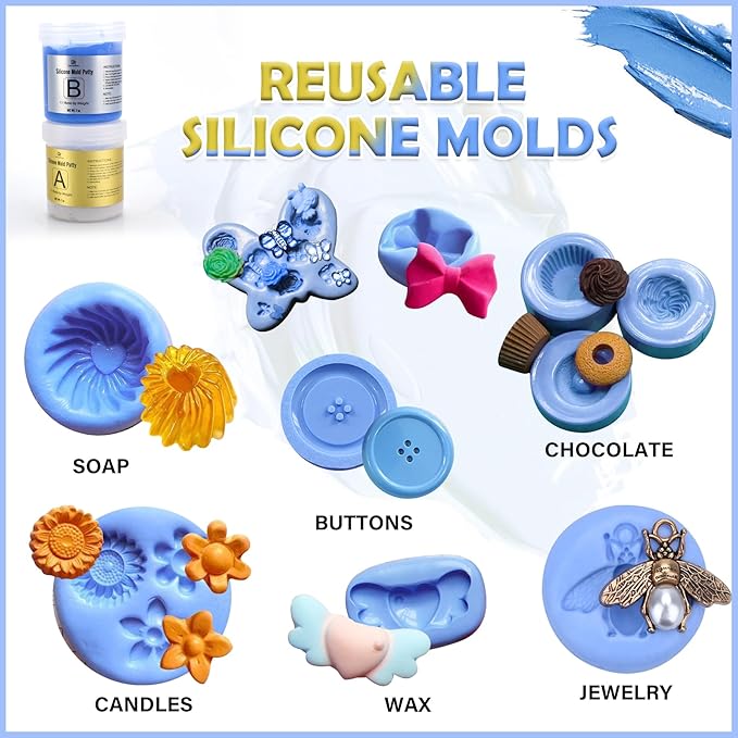 Silicone Putty, 7/8 LB Flexible Silicone Mold Making Kit -1:1 Mixing Ratio | - Image 4