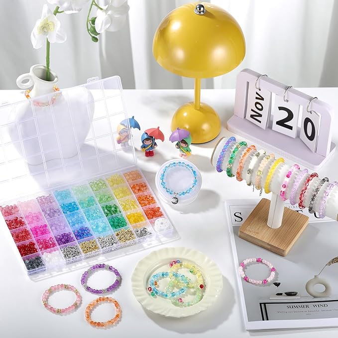 Funtopia Glass Beads for Bracelets 6mm, Crystal Beads for Bracelets DIY Crafts - Image 3