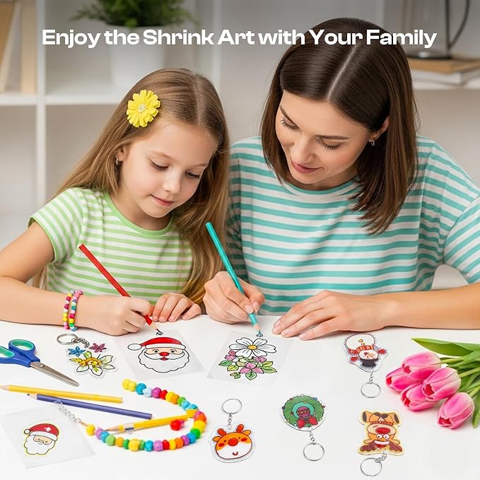 Auihiay 170PCS Shrink Art Kit for DIY Keychain Making, Shrink Dink Paper Kit - Image 5