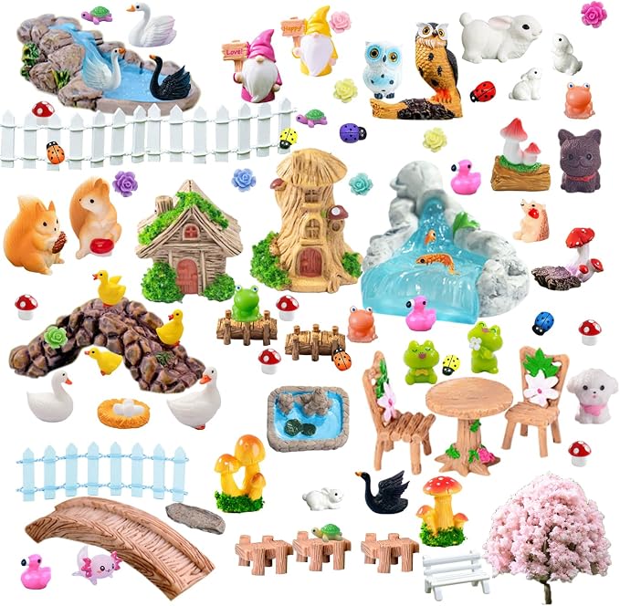 U-Zimikee 100 Pcs Mini Fairy Garden Accessories by U-Zimikee