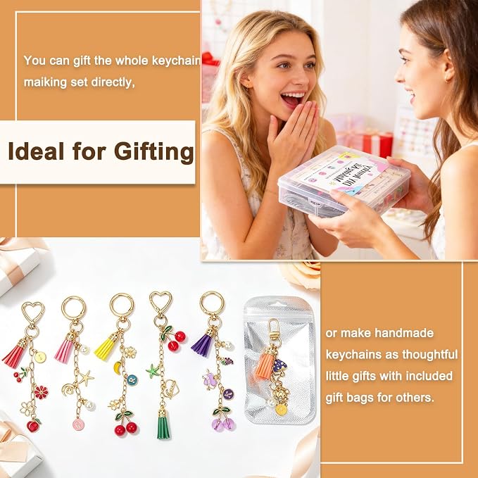 LOIKMIUP 570 Pcs Keychain Making Kit, DIY Charm Making Supplies - Image 5