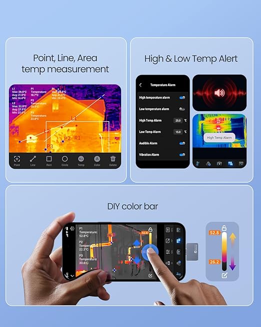 P2 Thermal Camera for Android, Thermal Imager with 512 × 384 Super IR Resolution, 1.5℃ PCB Accuracy, -4℉ to 1112℉ Thermal Imaging Camera (P2 Android)