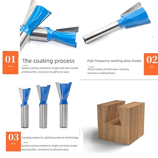 1/2 ShankDovetail Router Bit 1-1/4” Half-Blind Through Dovetail Bits for Making Boxes Drawers Chests for Engraving Router planing Head Wood Cutter