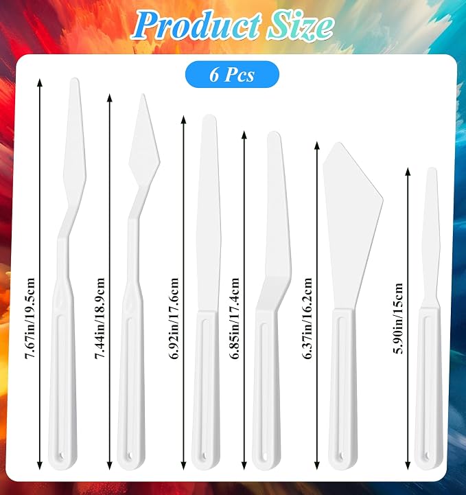 6 Pcs Plastic Palette Knive, Thin & Flexible Plastic Spatula Set, Art Palette - Image 3
