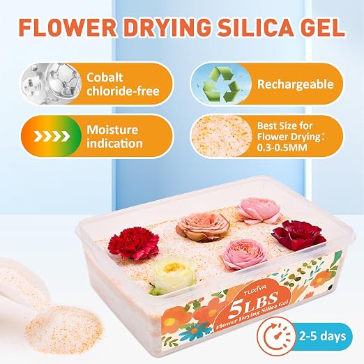 TUXIYA 5LBS Silica Gel Flower Drying, Reusable Flower Drying Silica Gel Crystals - Image 4