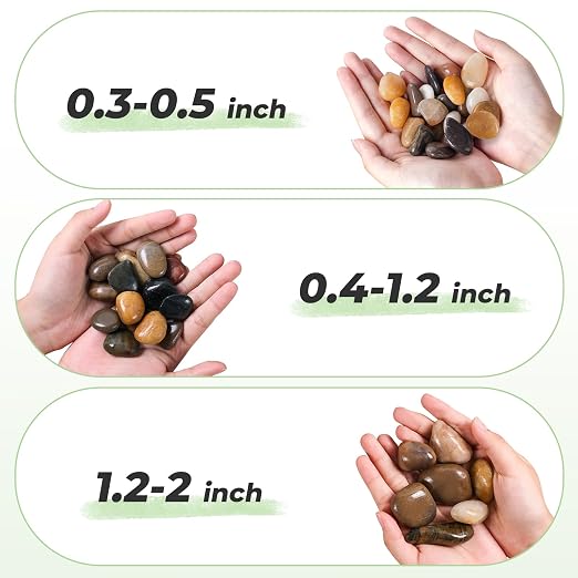 SIDONG 10 lbs Mixed River Rocks, 1.2-2 Inches Highly Polished Pebbles - Image 5