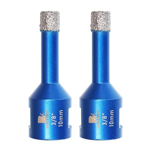 3/8 Inch Diamond Core Drill Bit for Porcelain Tile Ceramic Marble Granite Drilling,BRSCHNITT 2pcs Vacuum Brazed Diamond Hole Saw with 5/8-11 Thread (10mm 2pcs)