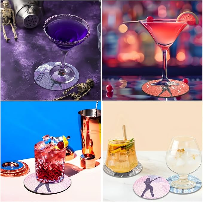 8 Pcs Singer Diamond Painting Coasters Kits - Image 4