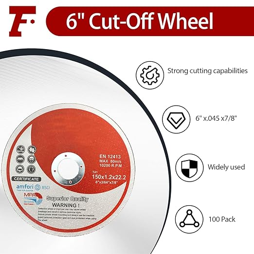 findmall 100 Pack 6" x.045 x7/8" Cut-Off Wheel - Metal and Stainless Steel Cutting Discs, Fir for Cutting Steel, Iron, Plastic, Stainless Steel, Etc