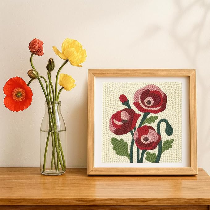 DOODLREAM Papaver Rhoeas Flower DIY Punch Needle Embroidery Kit - Image 6