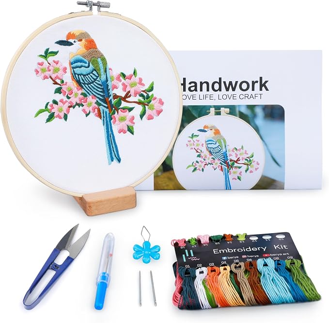 Hummingbird and Flower Embroidery Kit by BERYA