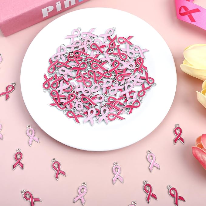 MARFOREVER 120 Pcs Breast Cancer Awareness Charms - Image 3